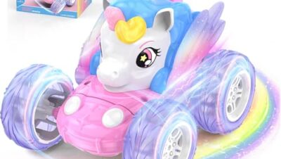 Coche Teledirigido Unicornio,Juguete Niña 3 4 5 6 7 8 9 Años Coche Radiocontrol Acrobacia con Luces RC Car Carro Telecomandado Regalo Cumpleaños Navidad Juego Infantiles Brinquedo Menina Criança