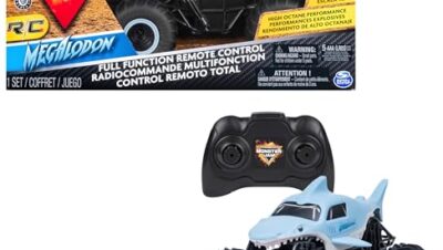 MONSTER JAM - COCHE TELEDIRIGIDO MEGALODÓN - Coche RC Monster Truck Megalodon a Escala 1:24 - 2.4GHZ hasta 76m - 6044952 - Juguetes Niños 4 Años +